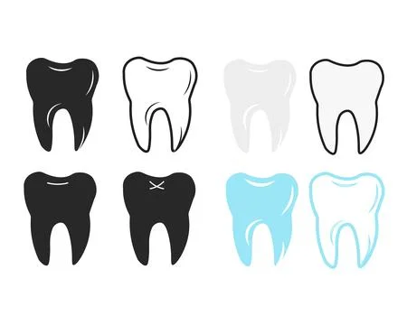 Vector Illustrations of Teeth Icons in Various Styles Stock Illustration