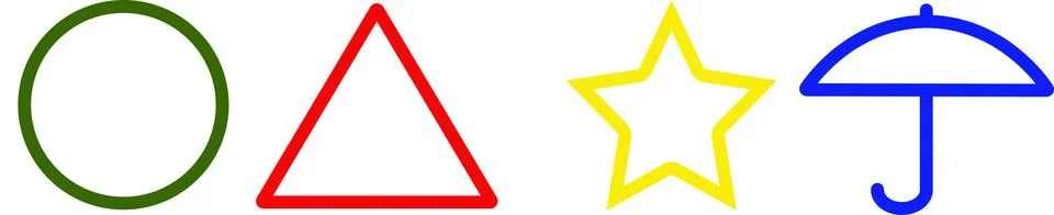 Vector illustrationSymbol design of Squid Game. Circle, Triangle, Star, Umbrella Stock Illustration