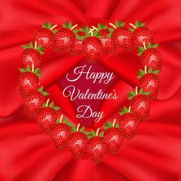 Vector illustration.Valentines day vector card with a strawberry frame in the Stock Illustration