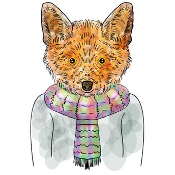 Vector Illustrative Portrait of a orange Fox Stock Illustration