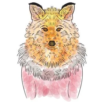 Vector Illustrative Portrait of a orange Fox Stock Illustration