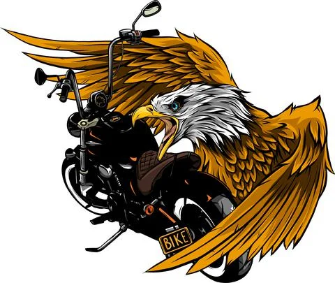 Vector illustraton of motorcycle with the head eagle Stock Illustration