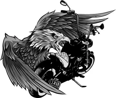 Vector illustraton of motorcycle with the head eagle Stock Illustration