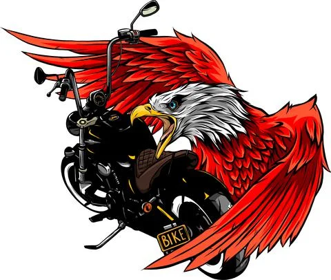 Vector illustraton of motorcycle with the head eagle Stock Illustration