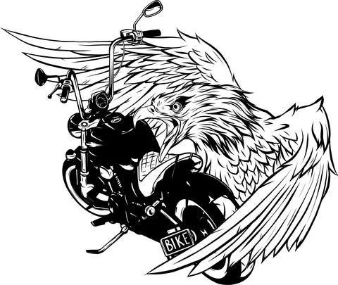 Vector illustraton of motorcycle with the head eagle Stock Illustration