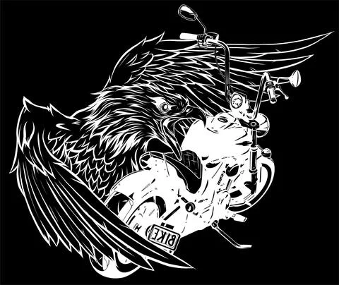 Vector illustraton of motorcycle with the head eagle Stock Illustration