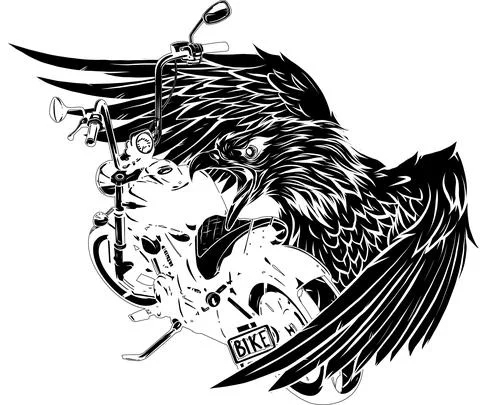 Vector illustraton of motorcycle with the head eagle Stock Illustration