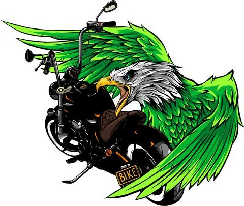 Vector illustraton of motorcycle with the head eagle Stock Illustration