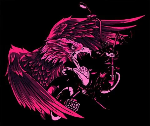 Vector illustraton of motorcycle with the head eagle Stock Illustration