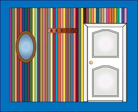 Vector illustrator. door and a mirror on the wall Stock Illustration