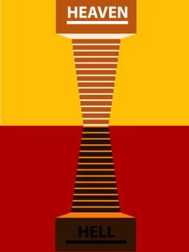 Vector illustrator illustration heaven hell up down stair concept Stock Illustration