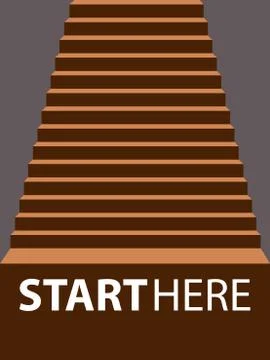 Vector illustrator ladder start hike up staircase concept Stock Illustration
