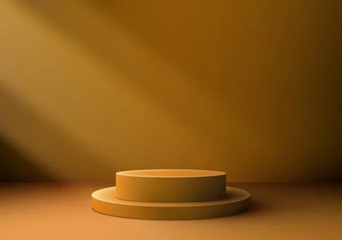 Vector Illustrator Mockup. Stylish Yellow Podium Steps for Professional Pre.. Stock Illustration