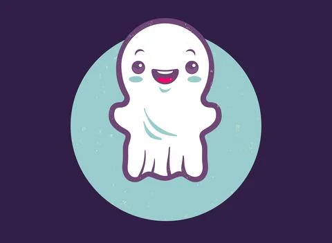 Vector illusttation of a cute ghost in kawaii style for Halloween. Kawaii g.. Stock-Illustration