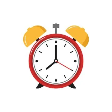 Vector ilustration of alarm clock. Flat design. Isolated. Illustrazione stock