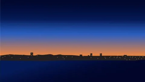 Vector ilustration with sea lanscape at sunset Stock Illustration