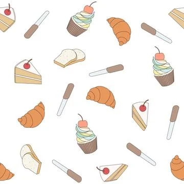 Vector ilustration of seamless bakery pattern. Stock Illustration