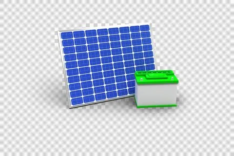 Vector image of 3d solar panel with battery Stock Photos