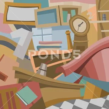 Vector image abstract colorful background with interior elements Stock Illustration