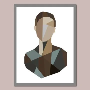 Vector image of abstract face polygon wall art design. Stock Illustration