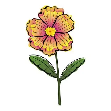 Vector image of abstract pink-yellow flower Stock Illustration