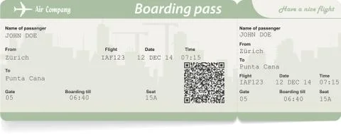 Vector image of airline boarding pass ticket Illustrazione stock