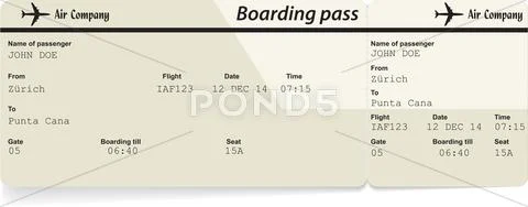 Vector image of airline boarding pass ticket Stock Illustration