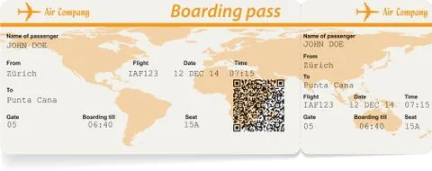 Vector image of airline boarding pass ticket Illustrazione stock