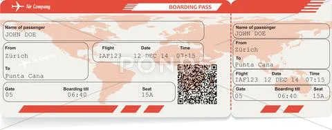 Vector image of airline boarding pass ticket Stock Illustration