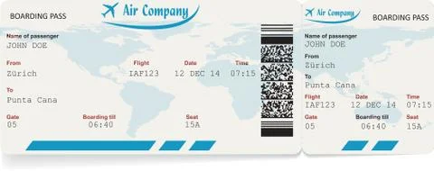 Vector image of airline boarding pass ticket Illustrazione stock