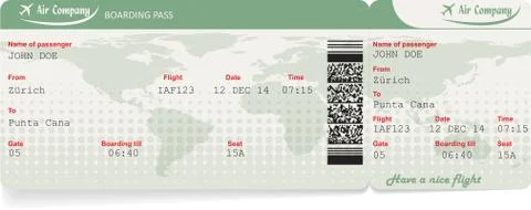 Vector image of airline boarding pass ticket Illustrazione stock