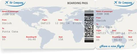 Vector image of airline boarding pass ticket Illustrazione stock