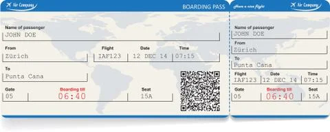 Vector image of airline boarding pass ticket Illustrazione stock