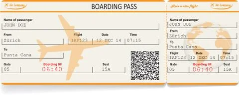 Vector image of airline boarding pass ticket Illustrazione stock