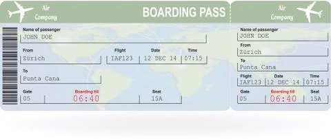 Vector image of airline boarding pass ticket Illustrazione stock