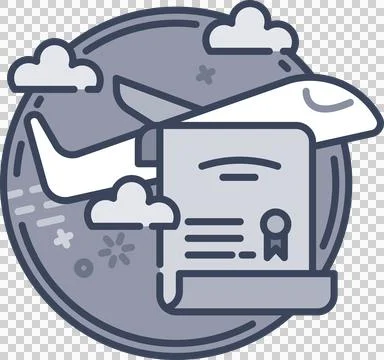 Vector image of airplane and certificate Stock Photos