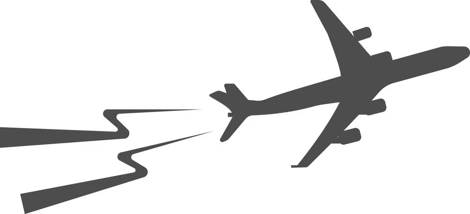 Vector image of an airplane with a trace in the sky. Stock Illustration