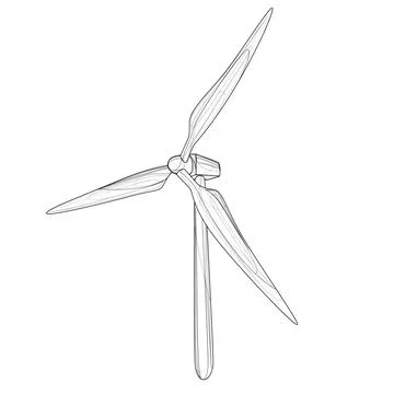 Vector image of an alternative energy source in the form of a windmill in lin Stock Illustration
