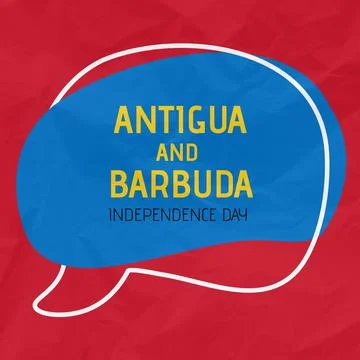 Vector image of antigua and barbuda independence day text in blue speech bubble Illustrazione stock