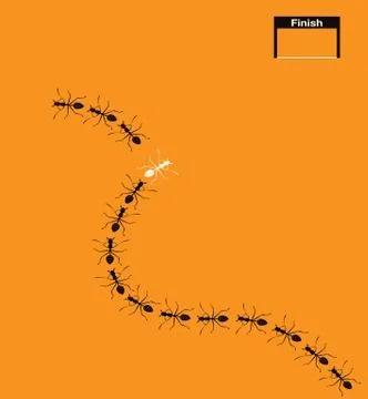 Vector image of an ants on orange background. leadership concept Stock Illustration