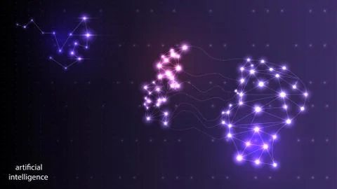 Vector image of artificial intelligence in the form of a luminous human head. Stock Illustration