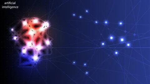Vector image of artificial intelligence in the form of a luminous human head. Stock Illustration