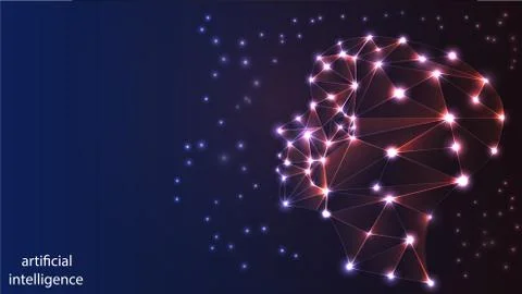 Vector image of artificial intelligence in the form of a luminous human head Stock Illustration