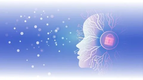 Vector image of artificial intelligence in the form of a luminous human head Stock Illustration