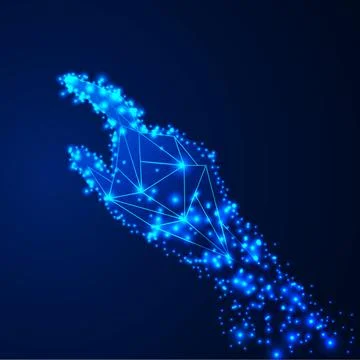 Vector image of artificial intelligence in the form of a glowing hand. Science Stock Illustration