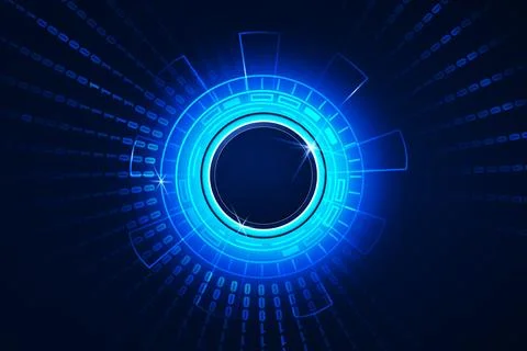 Vector image of artificial intelligence in the form of a glowing button. Science Stock Illustration