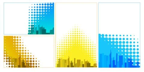 Vector image of a background of night city. Flat style. Silhouettes of buildi Stock Illustration