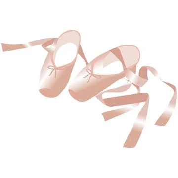 Vector image of ballet pointe shoes with ribbons in pink tones Stock Illustration