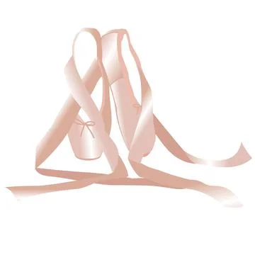 Vector image of ballet pointe shoes with ribbons in pink tones Stock Illustration