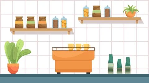 Vector image of a bar with a coffee machine Illustrazione stock